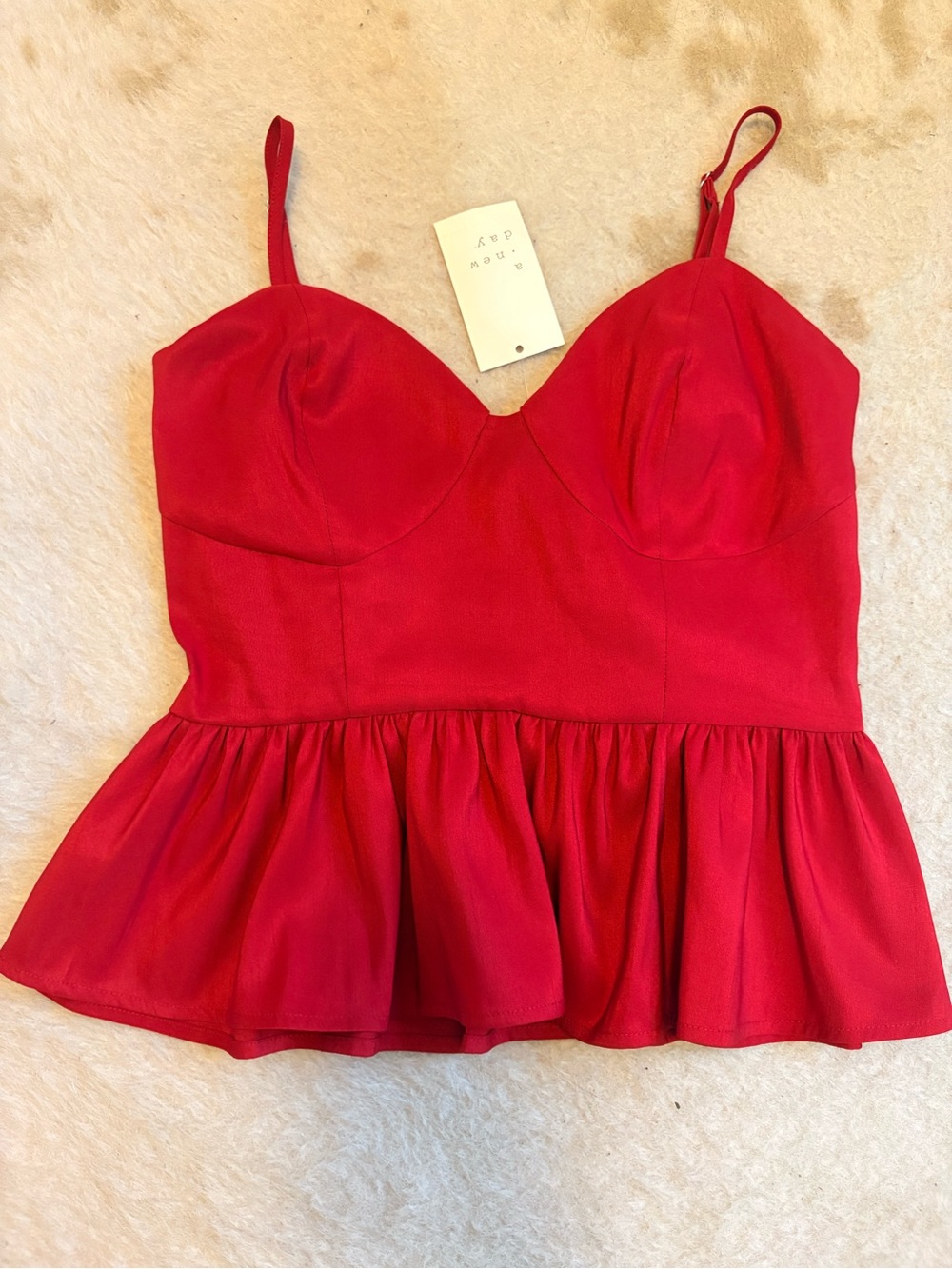 A New Day Red Peplum Bustier Tank Top